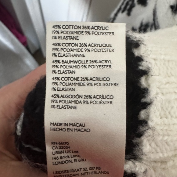 Free People Oversized Chunky Knit Fireside Tunic Sweater Ivory Black Medium - Picture 12 of 16